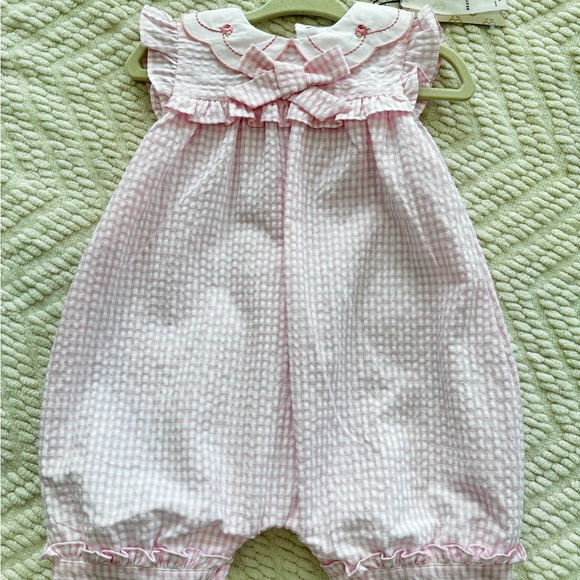 Pink Gingham Baby Romper - Picture 3 of 8